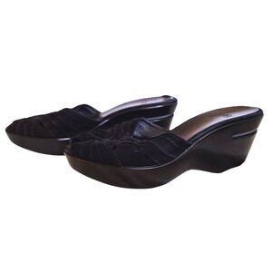 New Nike Air Cole Haan Suede Wedge Sandals Black Size 8.5 - Streetwear Sporty